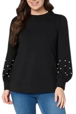 Belles by Kim Gravel Women's Uptown Pearls Blouson Sweatshirt Black