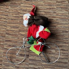 Annalee Mobilitee Santa on BIcycle Bike Sack Of Toys 1971 Vtg Made in USA W Tags