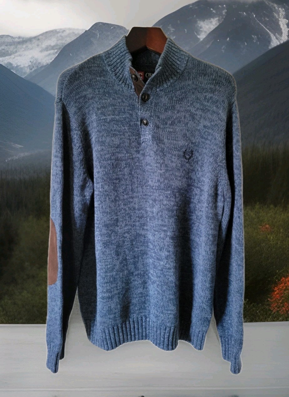 Chaps Sweater Men Medium Pullover Henley Mock Nec… - image 1