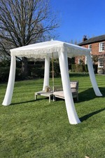 Antique White Gazebo Marquee Canopy Fringe Outdoor Garden Beach Cabana Style UK