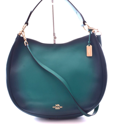 Coach Nomad Hobo Kelly Emerald Green Ombre Leather Bag F37905 NWOT