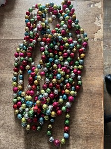 WOW 22 ft 8" Large 3/4" Multicolor Japan VTG Mercury Glass Christmas Garland #D