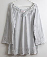 Victoria's Secret Women L Light Powder Blue Cotton Lace Ribbon LS Babydoll Gown