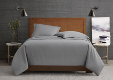 Garment Washed Solid Duvet Set Grey Microfiber 3-Piece King Duvet Set, Solid The