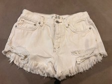 We the Free by Free People Shorts Frayed Hem Button Fly Light Off White Size 26