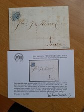 Österreich 1850 Befund VÖB Ferchenbauer 5 H TYPE I FALTBRIEF WIEN LINZ OÖ