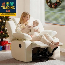 Rocking Chair Nursery Swivel Recliner Glider Chair with Adjustable Armrests,Head