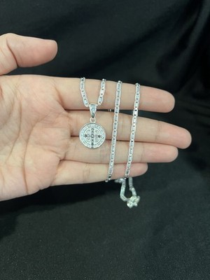 925 Sterling Silber Herren kleine St Benedikt San Benito & Valentino Kette 18 26 30