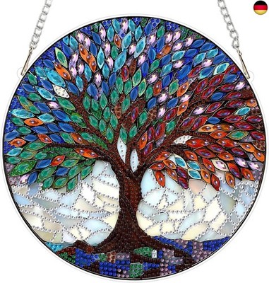 MEIYUDA Diamond Painting Anhänger Bunter Baum des Lebens, 5D Diamond Painting
