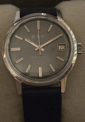 Vintage Automatic Armbanduhr Marvin Ges.m.b.H. PTT in Edelstahl   Cal. AS 1903