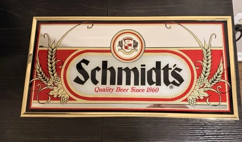 Vintage Schmidt’s Beer Mirror Sign Framed 18x9 Quality Beer Since 1860-excellent