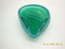 Vintage MCM Murano Flavio Poli Seguso Sommerso Green Blue Gradient Geode Bowl