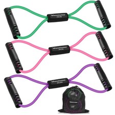 Figure 8 Fitness Resistance Bands with Handles - Exercise Tube Band Set of 3 ...