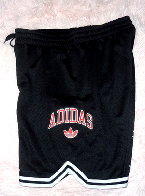 NWT Adidas Originals Youth Basketball Shorts Black With Red White Logos Large