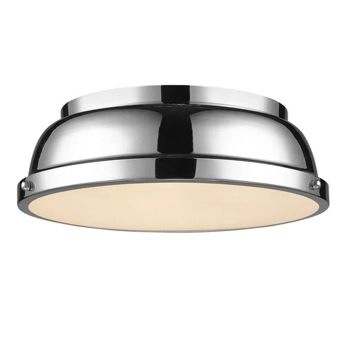 Golden Lighting 3602-14 CH-CH Duncan 14 Flush Mount in Chrome with Chrome Shade - Picture 2 of 2