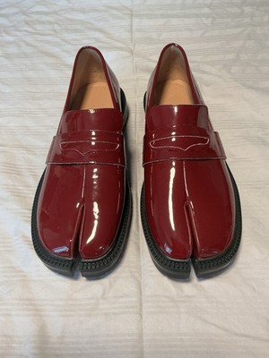 ARNO CONTI Unisex W 11 M 10.5 Loafers Burgundy Patent Leather Chunky Split Toe
