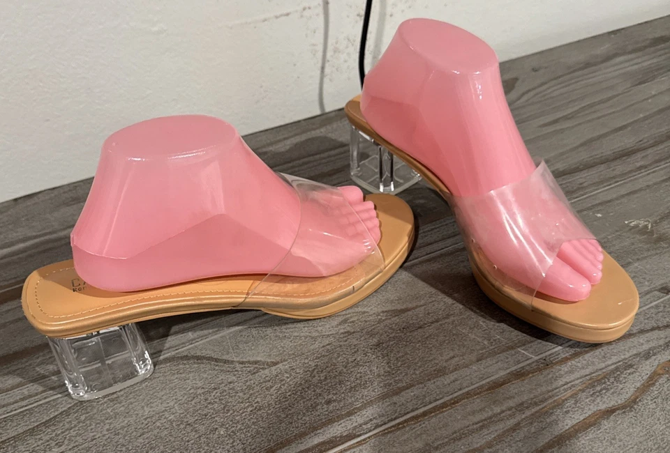 CAPE ROBBIN Angelic CLEAR SLIP ON Block Heels Sandal WOMEN Size 10 - Image 2 of 4