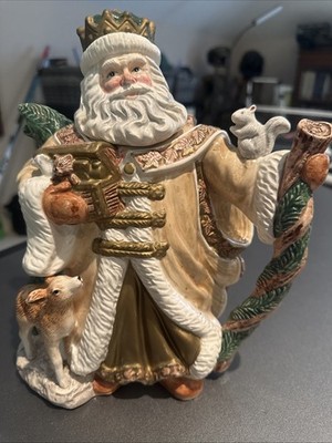 Vintage Fitz & Floyd Omnibus Retired King Wenceslas Santa Teapot 57 oz. 1995