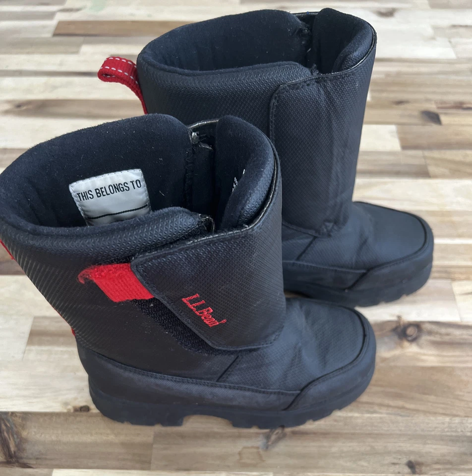 Botas de invierno L.L.Bean Big Kids Northwoods nieve negras rojas talla 2 Foto 3 de 4