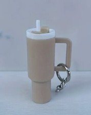 Mini "Stanley Style" Tumbler Keychain Chapstick Holder Tan