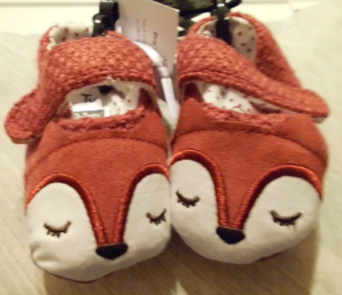NEW TU 12-18 months (80-86cm) baby fox design fabric lining pinkish brown  shoes | eBay