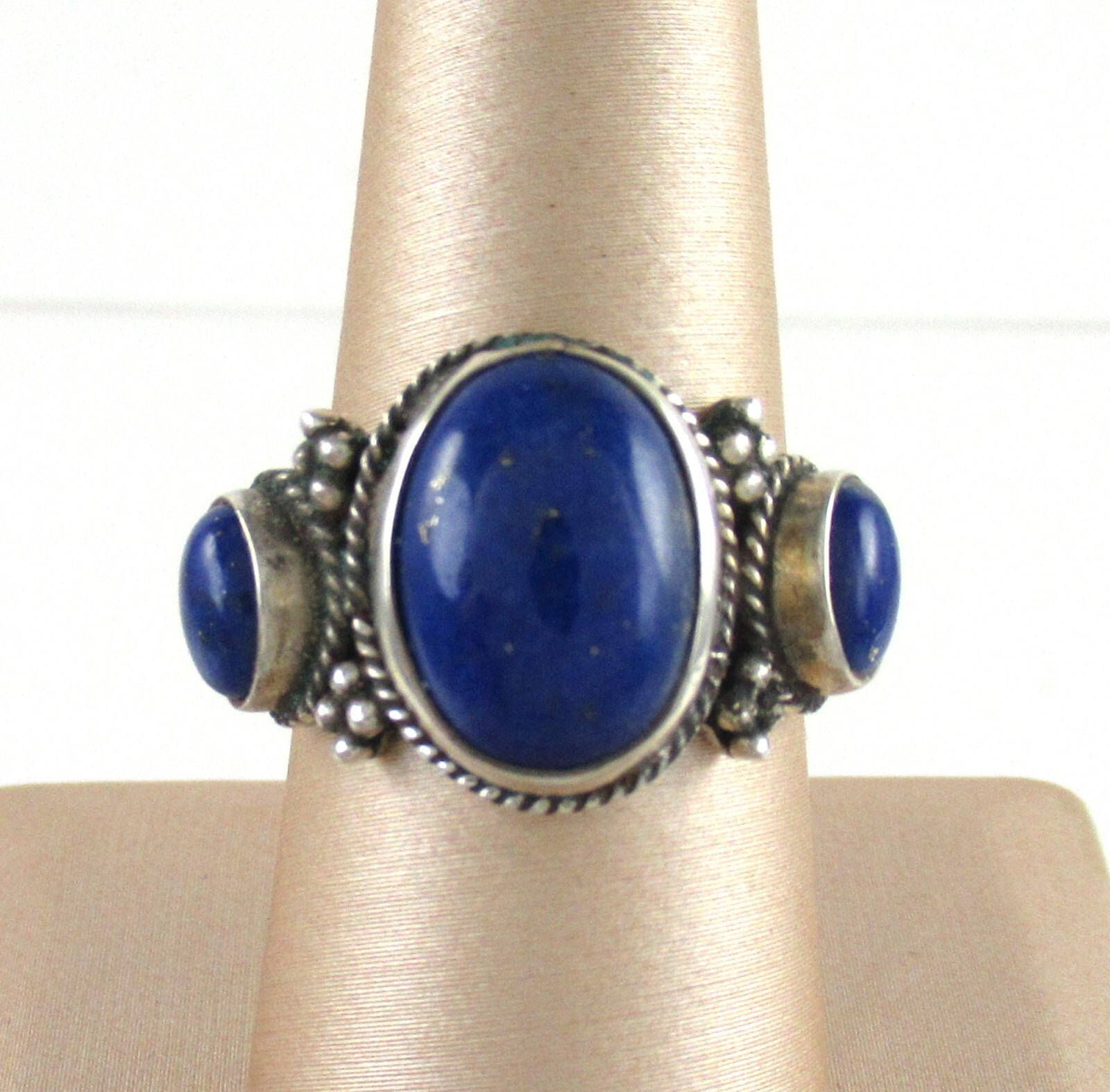 .925 Sterling Silver Statement Ring Lapis Lazuli … - image 1