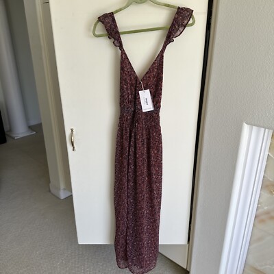 Dear John Elia Sleeveless Maxi Dress Size M Adjustable Straps V-Neck Lined Ruffl