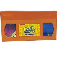 NEW Spongebob SquarePants Novelty Crew Socks 2 Pair Gift Box VHS Size 6-12