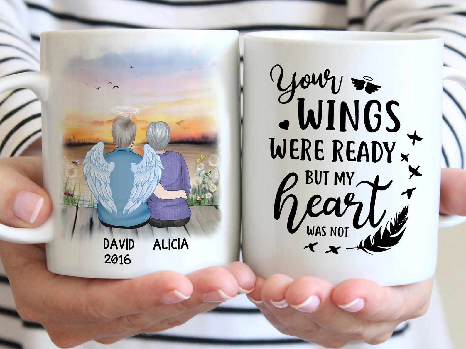 Your Wings Were Ready But My Heart Was Not Mug Personalized Couple Mug Memorial