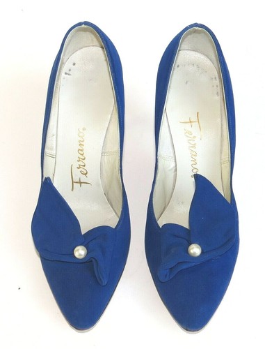 Vintage 1950s BLUE SUEDE SHOES Stiletto 