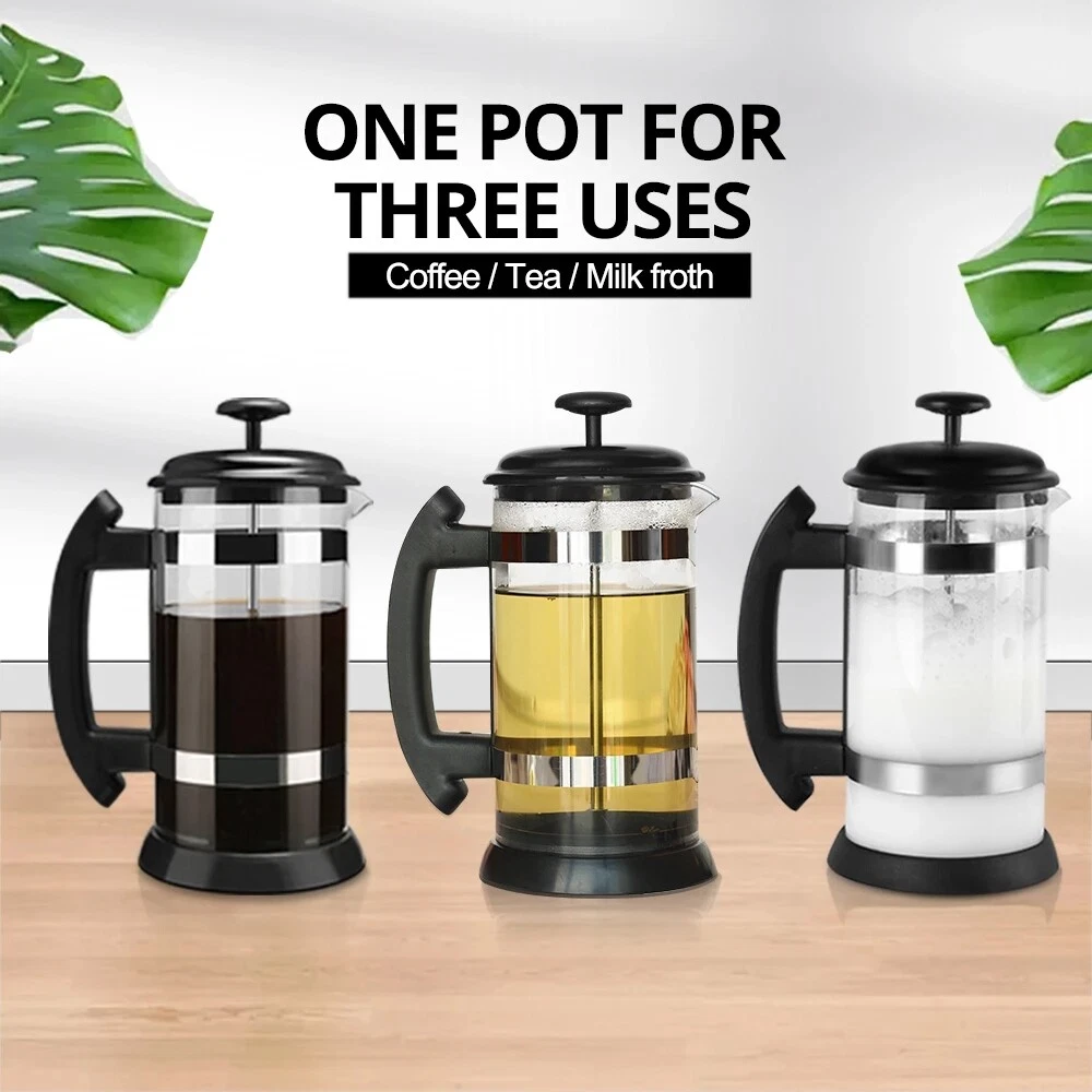 1000ml French Press Coffee Tea Maker Glass Stainless Steel Large Heat Resistant