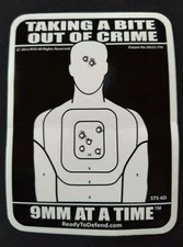 Home Security Window Decal-Taking A Bite Out Of Crime 9 mm at a Time- NOS Target