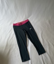Nike Pro Dri Fit Girls Size Medium Activewear Capri Gray Pink