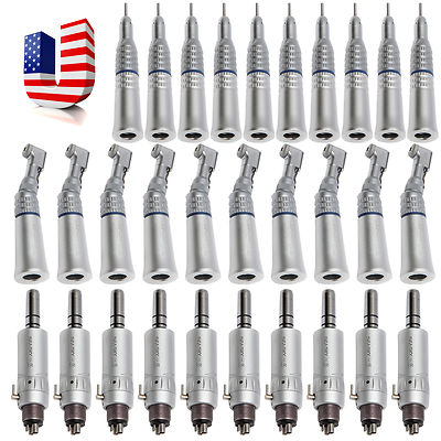 10X Dental Contra Angle Low Speed Handpiece Air Motor Straight 4HOLE Complete