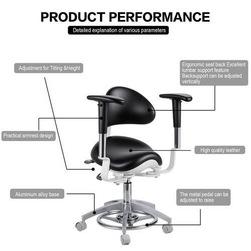 Silla de montar con microscopio dinámico dental de cuero PU controlado por pie ajustable - Imagen 2 de 18
