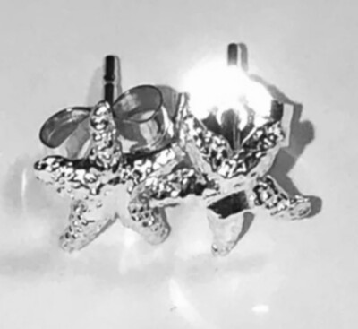 Star Stud Earrings Genuine Sterling Silver 925 Diamond Cut Pair New In Box Stamp