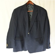Stafford 50R Navy Blue 2 Gold Button Classic Wool Blazer Suit Jacket Sport Coat