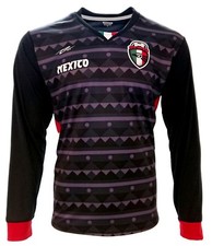 New Men's Mexico Jersey Arza Soccer Design Long Sleeve Black 100% Polyester