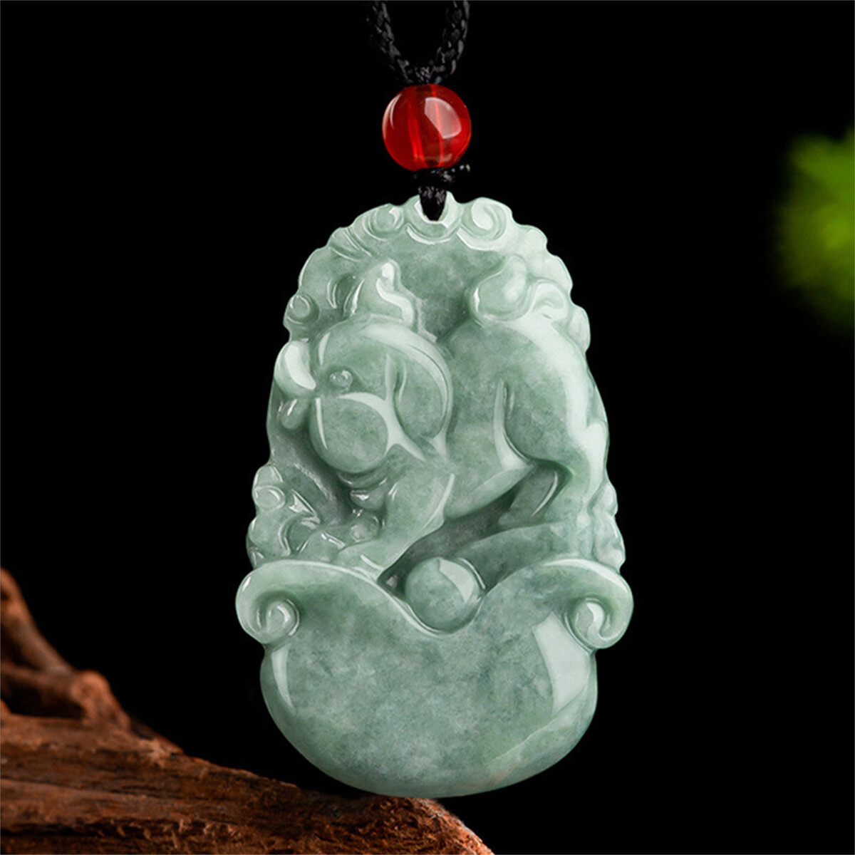 Chinese Natural A Grade Jadeite Green Jade Zodiac Pendant Lucky Amulet