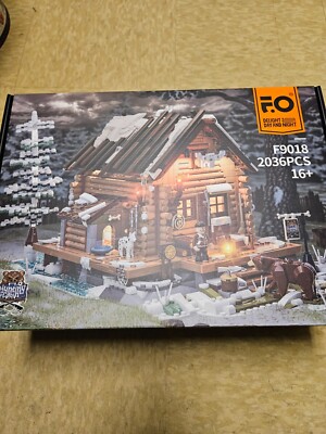 FUNWHOLE Hunting-Cabin Lighting Building-Bricks Set - Retro Wooden Cabin LED ...