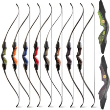 60" Recurve Bow 25-60lbs Wooden Riser 15'' Takedown Archery American Hunt Shoot