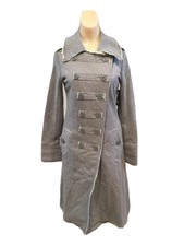 G.e.t Women's Coat New Gray 100% Cotton Long Jacket Collared Button Front Sz S