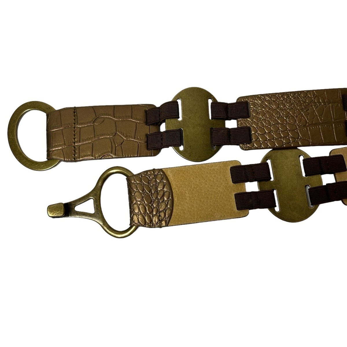 Chico’s Genuine Croc Embossed Leather Belt Reverses from Black To Brown Silver. Chico main image 2
