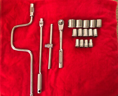 #ad Husky Speed Driver; Flex Head T Handle Ratchet amp; 14 Sockets 1 2quot; Dr. Made USA $94.99