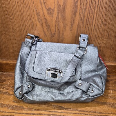 ROSETTI Silver Faux Leather 7 Compartment Pocketbook Purse - 2 Top Handles