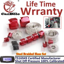 Red Braided Hose Sleeve Sleeving Kit -radiator Vacuum Heater Fuel Line Hose