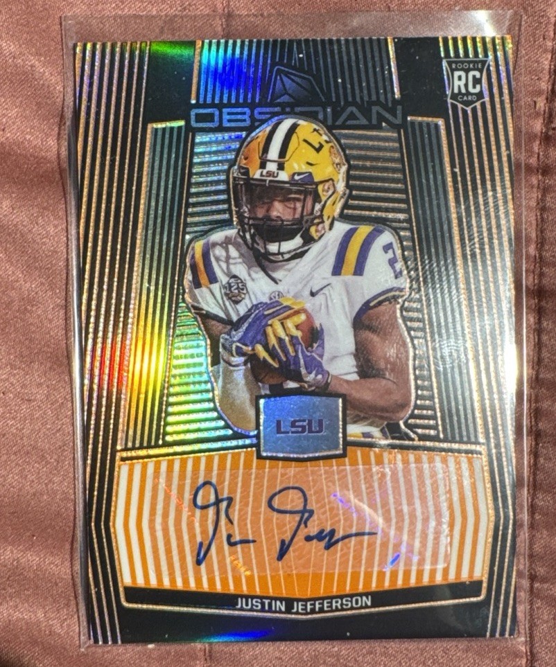 Justin Jefferson Panini Obsidian Draft Picks Autographs #35 Autographs Electric Etch Orange