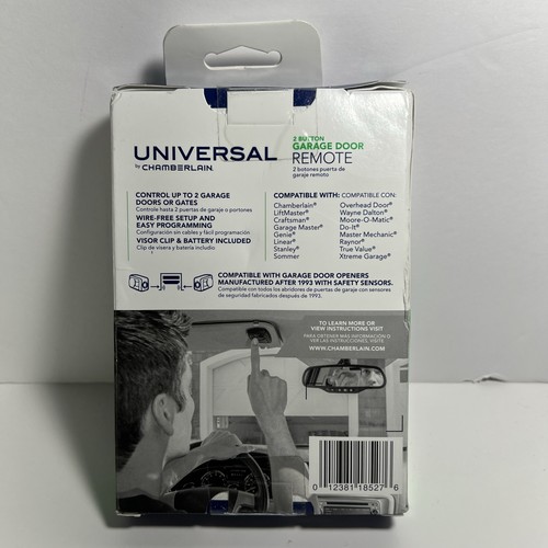Chamberlain KLIK5U-BK2 Black Universal Garage Door Remote Two Button New Sealed - Picture 2 of 7