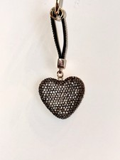 Black Rhinestone Heart Keychain / Gold Tone Crystal Purse Charm / Gift Bling  