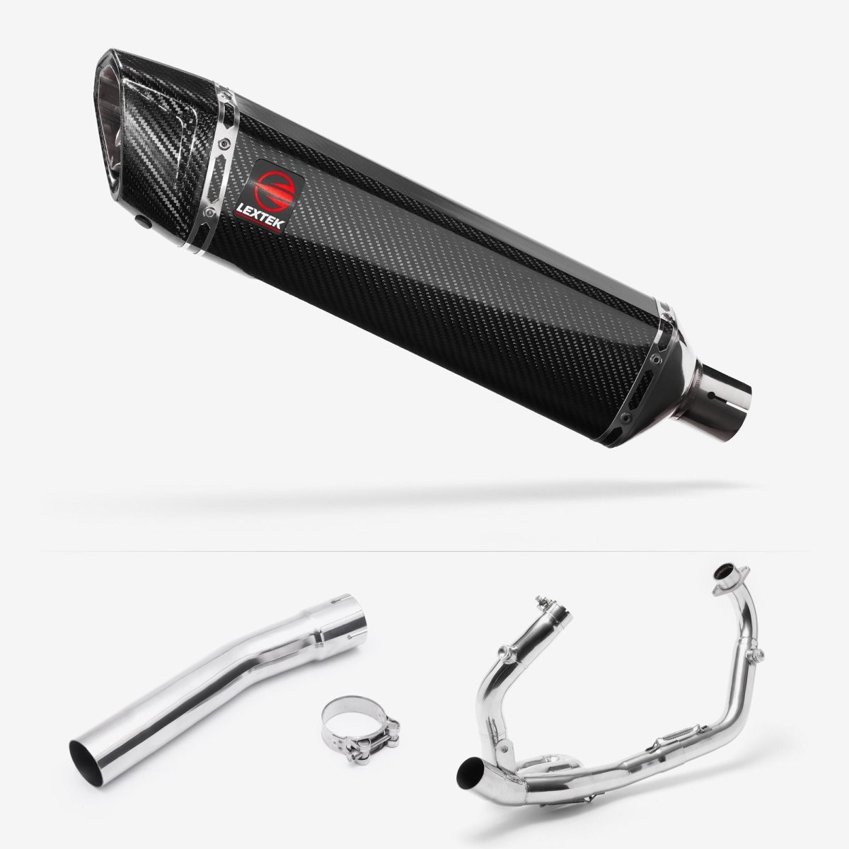 Lextek Carbon Fibre SP7C 400mm Exhaust System for Suzuki SV650 (03-15) Silencer